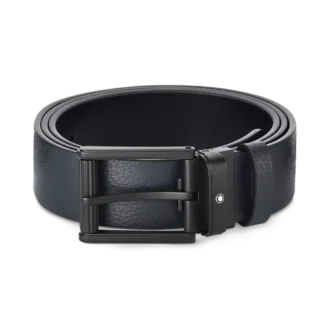 Blå/svart 35 mm vändbart läderbälte