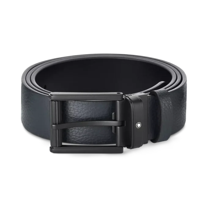 Blå/svart 35 mm vändbart läderbälte