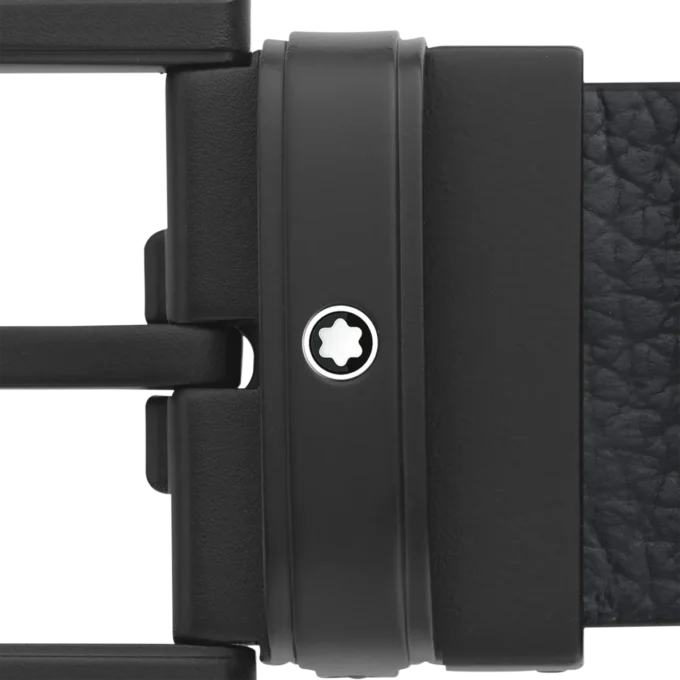 Blå/svart 35 mm vändbart läderbälte