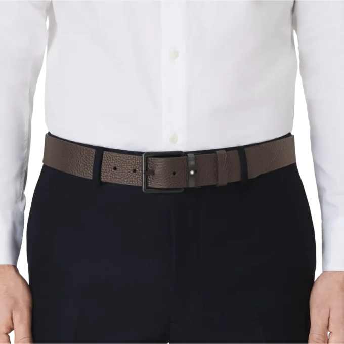 Brunt/svart 35 mm vändbart läderbälte