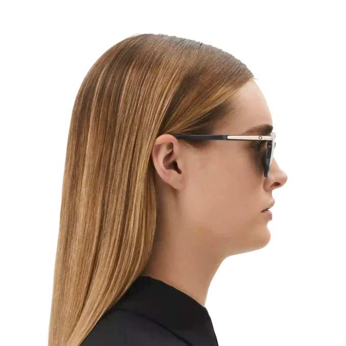 Fyrkantiga solglasögon med svartfärgad acetatbåge