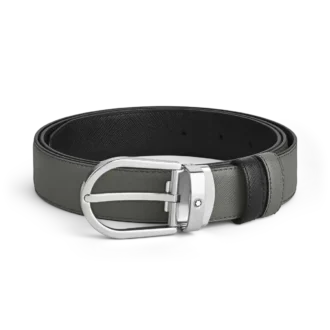 Hästsko-spänne Medium/svart 30 mm vändbart läderarmband