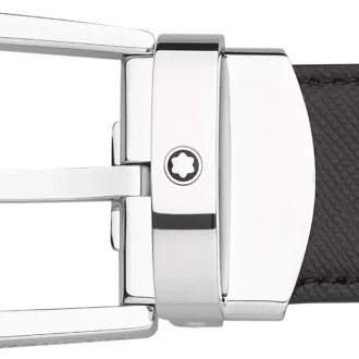 Hästsko-spänne svart/brunt 30 mm vändbart läderbälte