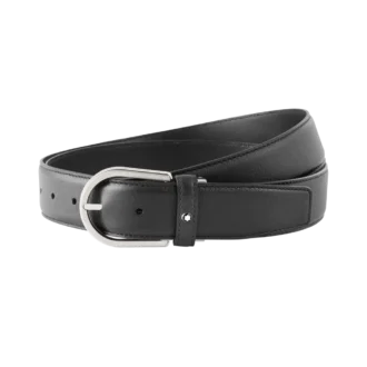 Hästskoformad spänne, grått 35 mm läderbälte