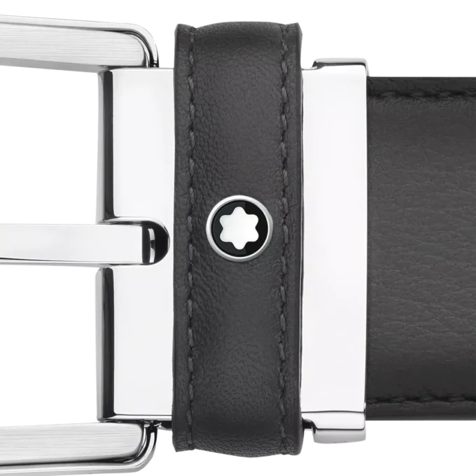 Hästskoformad spänne, grått 35 mm läderbälte