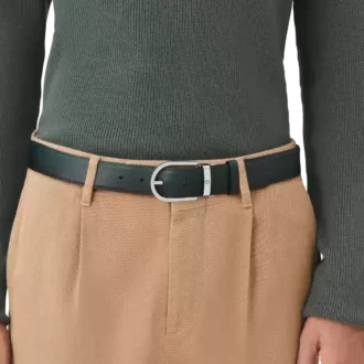 Hästskoformad spänne sfumato brittiskt grönt 35 mm läderbälte