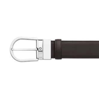 Hästskoformad spänne svart/brunt 35 mm läderbälte