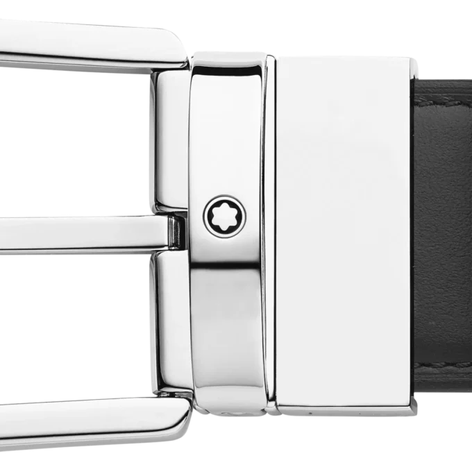 Hästskoformad spänne svart/brunt 35 mm läderbälte