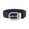 Hästskospänne svart/blått 30 mm vändbart läderbälte