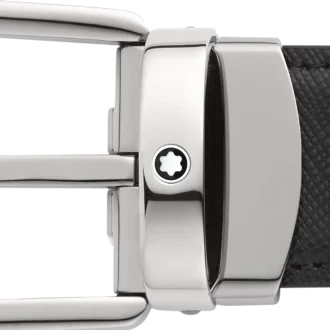 Hästskospänne svart/blått 30 mm vändbart läderbälte