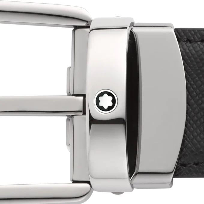 Hästskospänne svart/blått 30 mm vändbart läderbälte