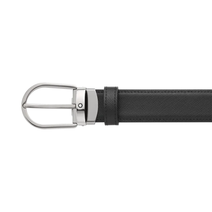 Hästskospänne svart/blått 30 mm vändbart läderbälte