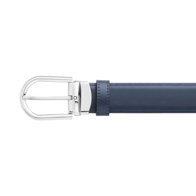 Hästskospänne svart/blått 30 mm vändbart läderbälte