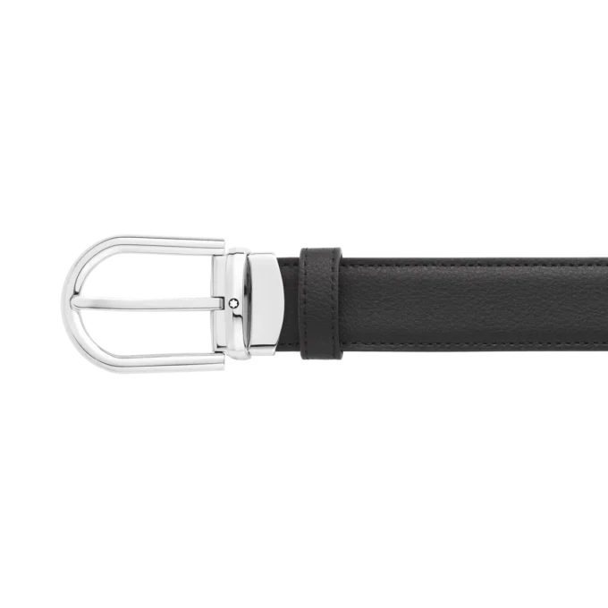 Hästskospänne svart/blått 30 mm vändbart läderbälte