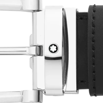 Hästskospänne svart/brunt 35 mm vändbart läderbälte