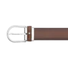 Läderbälte med hästskospänne, brunt, 35 mm