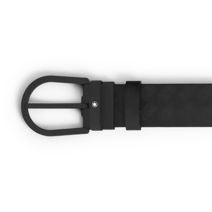 Läderbälte med svart 35 mm hästskospänne