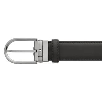 Läderbälte med svart hästskospänne, 35 mm
