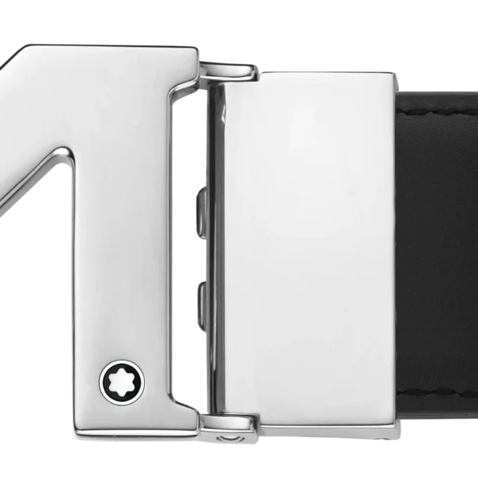 M-spänne svart 35 mm vändbart läderbälte