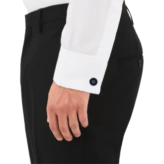 Manschettknappar, runda i rostfritt stål med blå harts