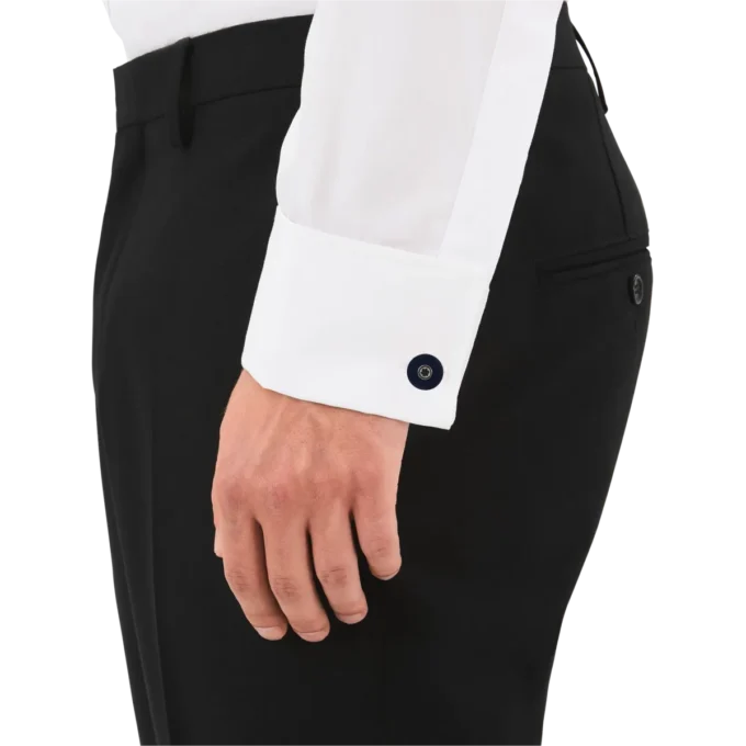 Manschettknappar, runda i rostfritt stål med blå harts