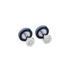 Manschettknappar, runda i rostfritt stål med blå harts