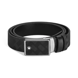 Marquetry Plate 35 mm vändbart bälte i extremt läder