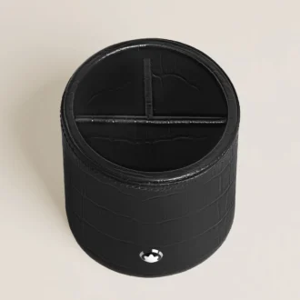 Pennställ, krokodilpräglat läder, svart