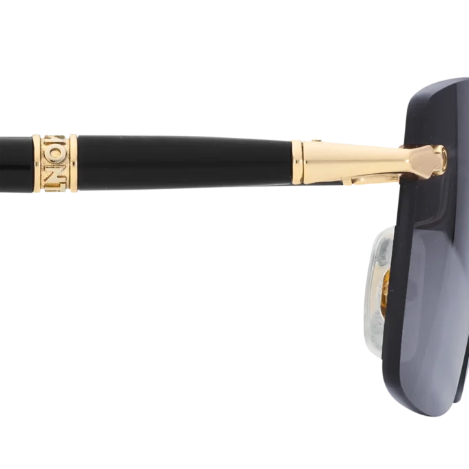 Rektangulära solglasögon med guldfärgad metallbåge