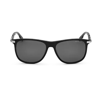 Rektangulära solglasögon med svart acetatbåge