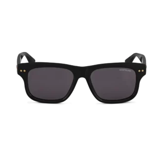 Rektangulära solglasögon med svart acetatbåge