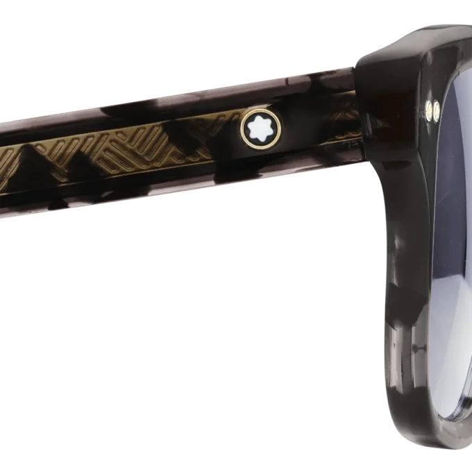 Rektangulära solglasögon med svart acetatbåge