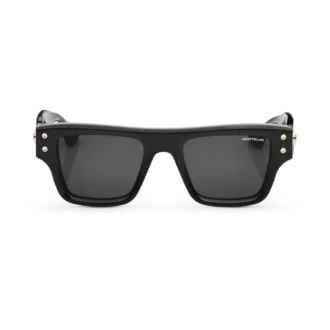 Rektangulära solglasögon med svartfärgad acetatbåge