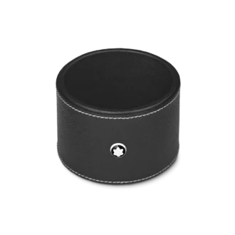 Rund skrivbordsbricka i svart läder (medelstor)