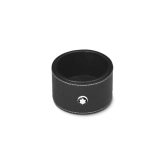 Rund skrivbordsskål i svart läder (liten)