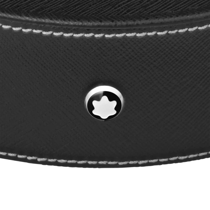 Rund skrivbordstråg i svart läder (stor)