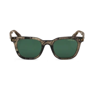 Runda solglasögon med brunfärgad acetatbåge