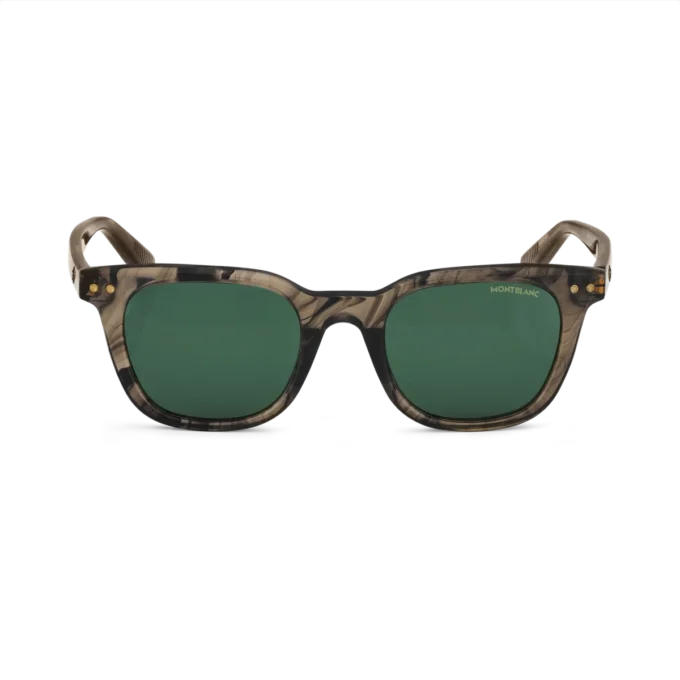 Runda solglasögon med brunfärgad acetatbåge