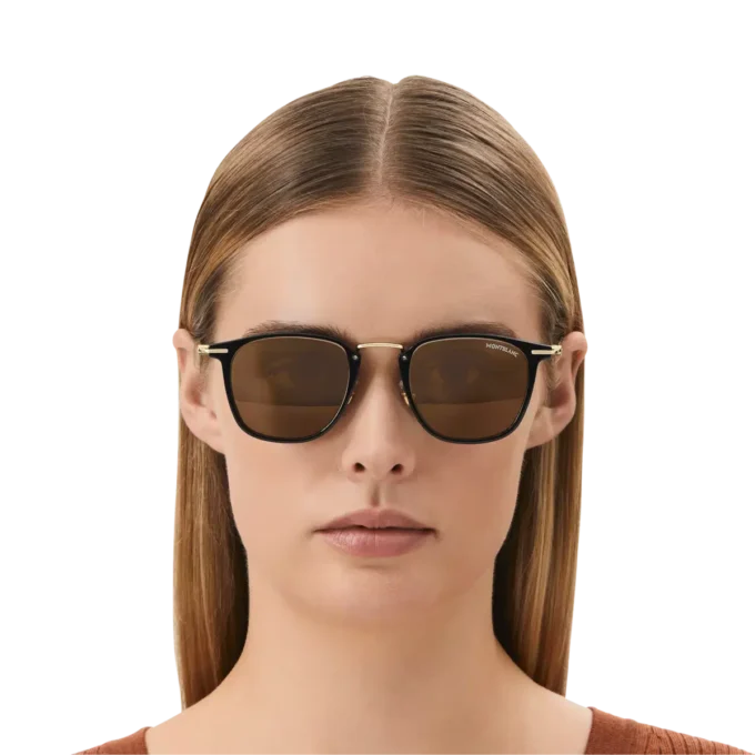 Runda solglasögon med svart injicerad ram