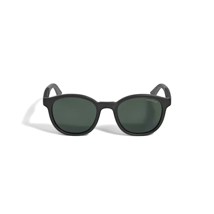 Runda solglasögon med svartfärgad injicerad båge