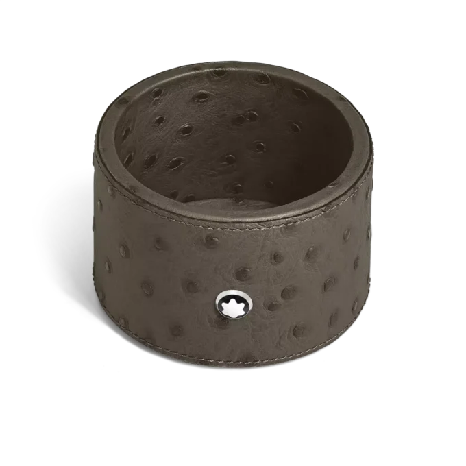 Skrivbordskorg Medium, strutspräglat läder, khaki