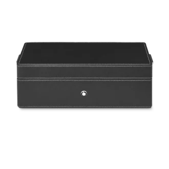 Skrivbordslåda i läder för tre skrivinstrument och en bläckflaska