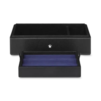 Skrivbordslåda i läder för tre skrivinstrument och en bläckflaska