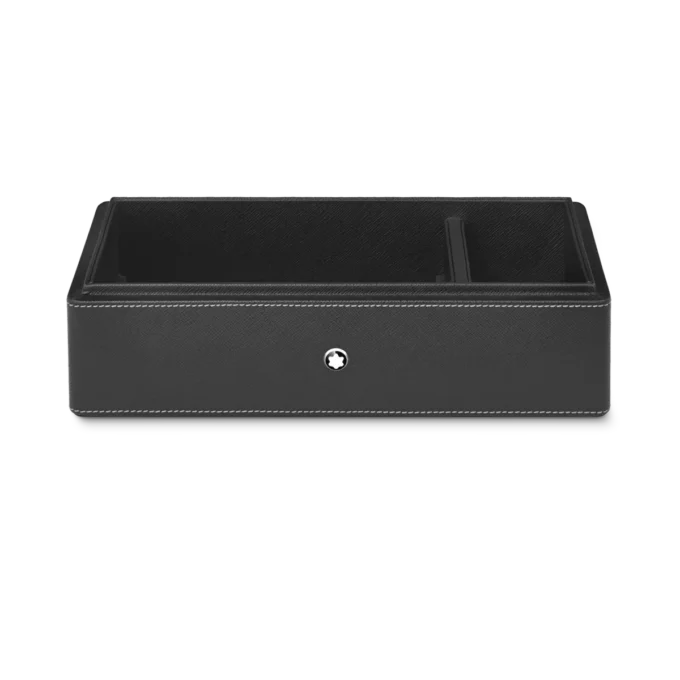 Skrivbordslåda i läder för tre skrivinstrument och en bläckflaska