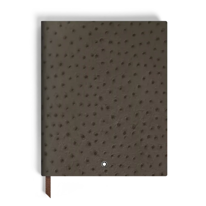 Stor anteckningsbok i strutspräglat läder, linjerade sidor