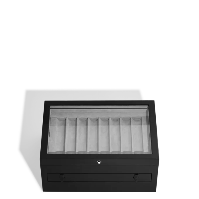 Stor samlarbox i trä och lack för 24 skrivinstrument