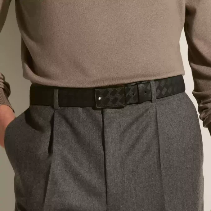 Svart 35 mm läderbälte