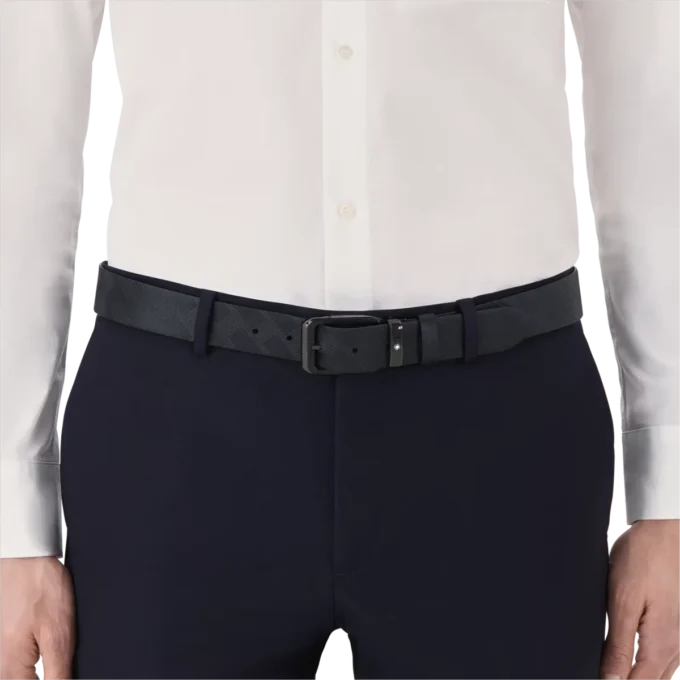 Svart 35 mm vändbart läderbälte