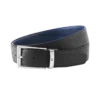 Svart/blå 35 mm vändbart läderbälte