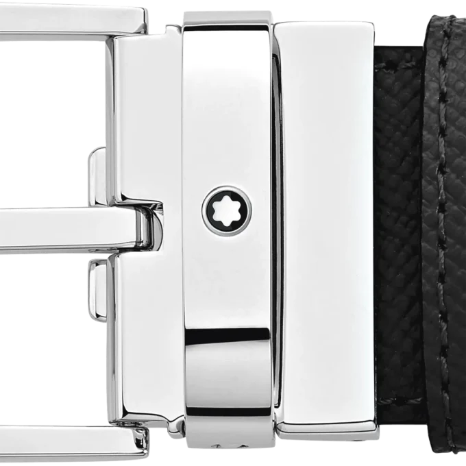 Svart/blå 35 mm vändbart läderbälte